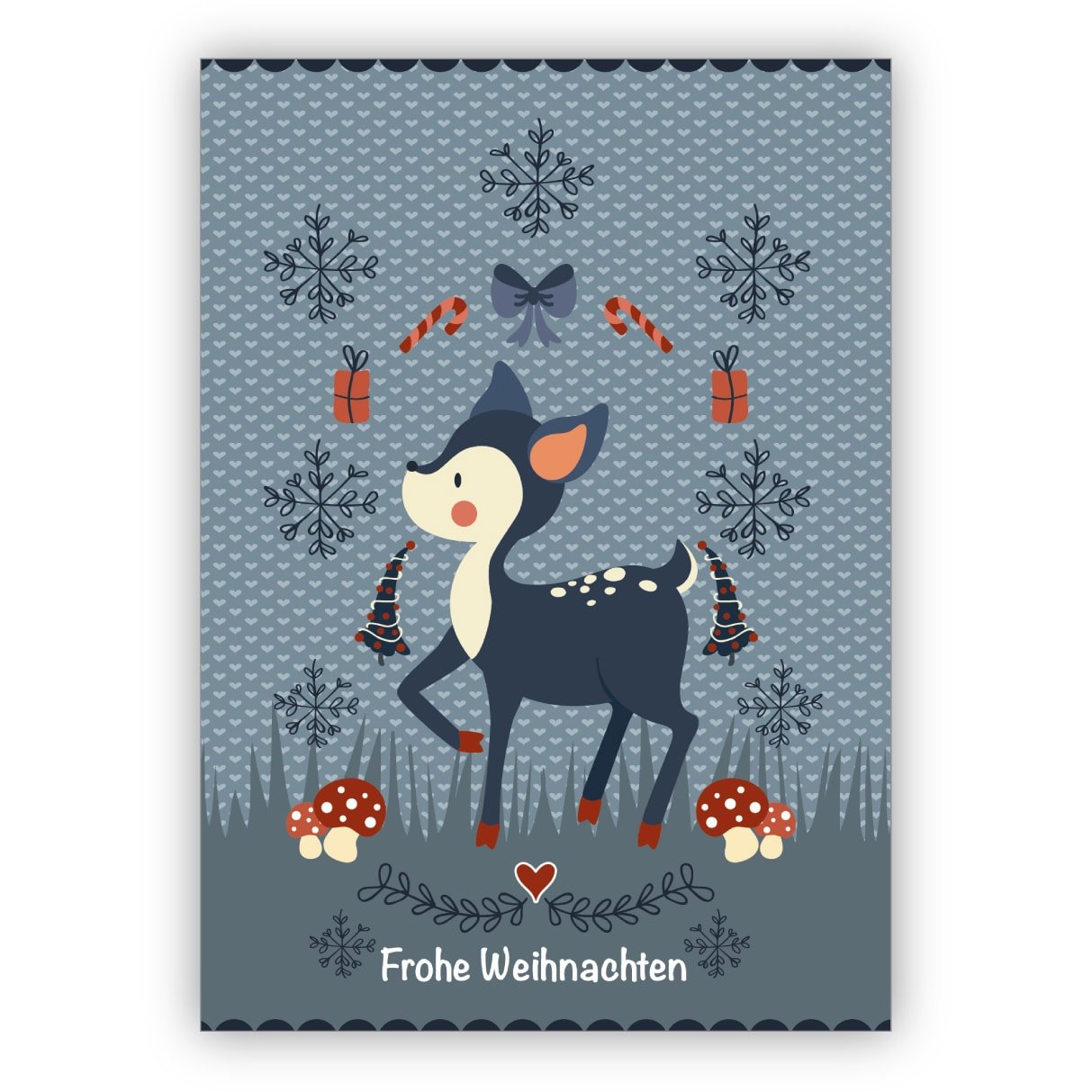 Im 16er Glückwunschkarten Set: Süße blaue Weihnachtskarte mit Bambi Kitz: Frohe Weihnachten • Weihnachtspost mit Umschlag zu Neujahr, Silvester für die schönsten Weihnachtsgrüße mit Umschlägen