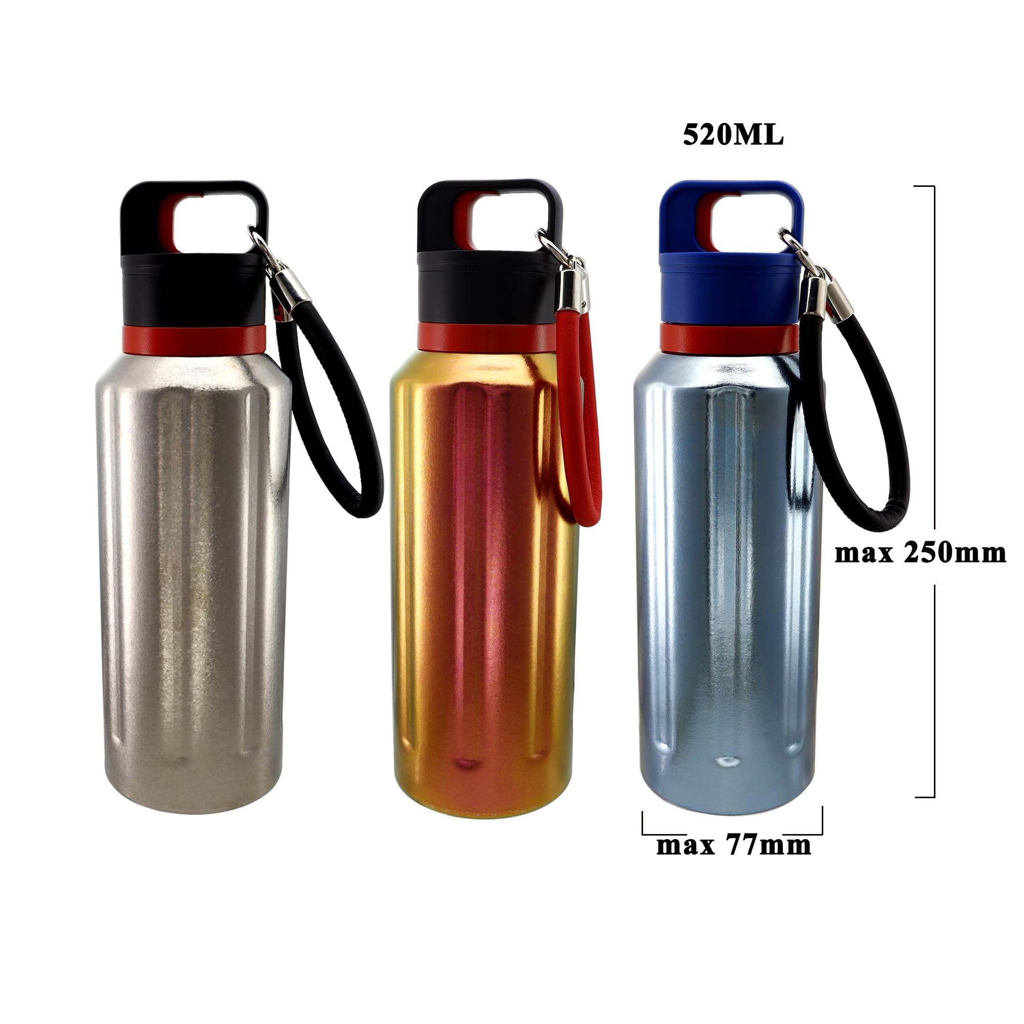 RISON-Titanium 520ml Titan Wasserflasche, Outdoor Camping Doppelwandig Isolierbecher, Leichtgewicht Thermobecher Trinkflasche Wasser Flasche für Sport Radfahren Wandern Picknick Klettern