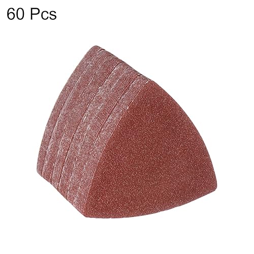 Vista 101 de HARFINGTON 120 piezas de lija triangulares de gancho y bucle, 120 granos, almohadillas de lijado de óxido de aluminio de 3-1/8 pulgadas, papel