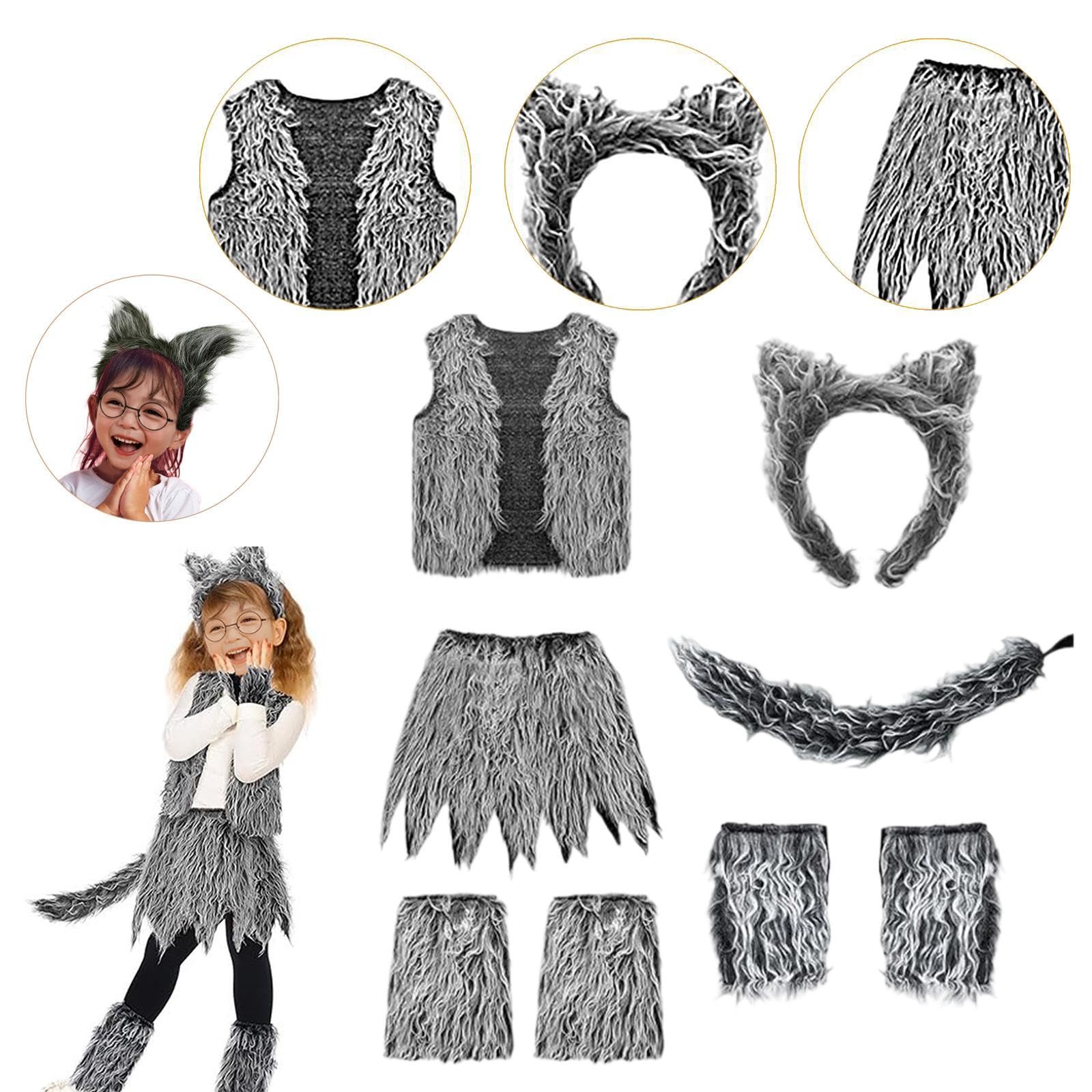 Set Costume per Bambini: Copricapo, Fascia, Gilet E Gonna per Spettacoli E Giochi di Ruolo.