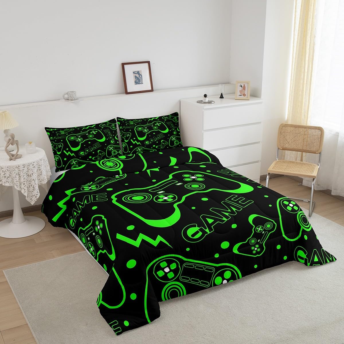 Feelyou Kids Gamer Comforter Set Boys Gaming Bedding Set Full Size for Kids Teens Video Game Controller Comforter Gamepad