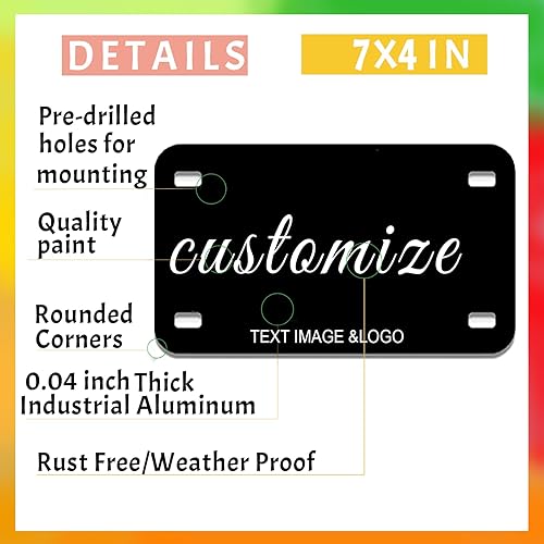 Miniatura 4 de Placa de matrícula frontal personalizada de 7 x 4 pulgadas, placas de matrícula personalizadas para ruedas eléctricas, vagones, cuatrimotos,