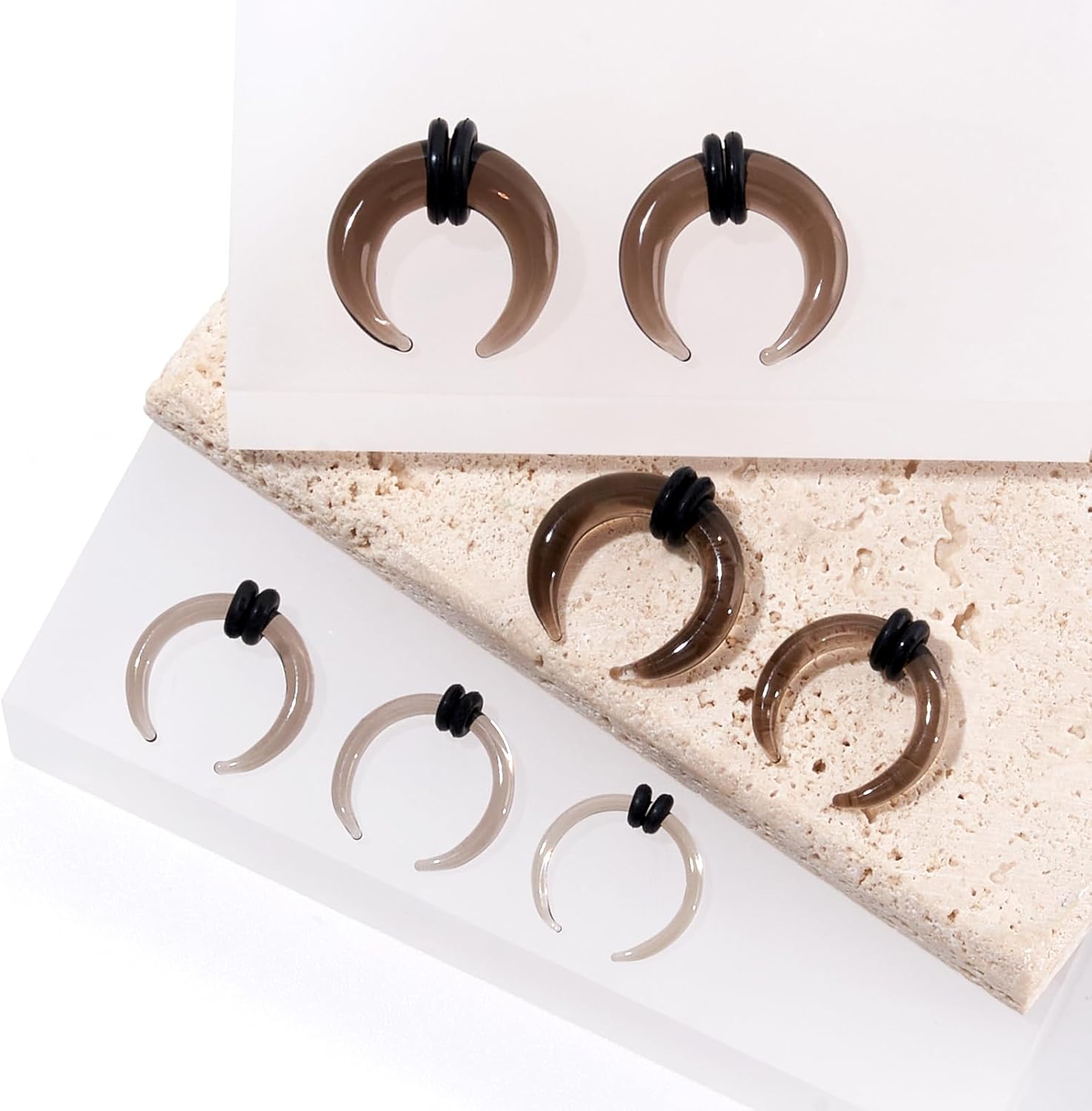 Stuppendux 2 PCS 14G-2G Glass Septum Stretching Buffalo Pincher Tapers Fresh Stretch Body Piercing Gauges Ear Hangers - Image 4