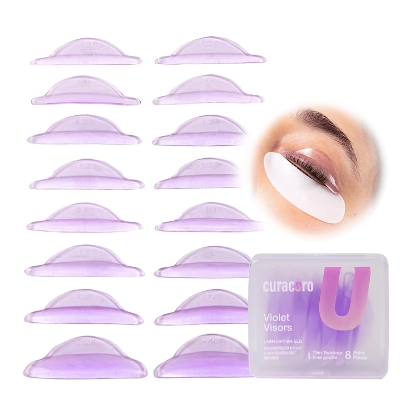 CURACORO Hastes de silicone para modelagem de cílios, 16 unidades em 8 tamanhos