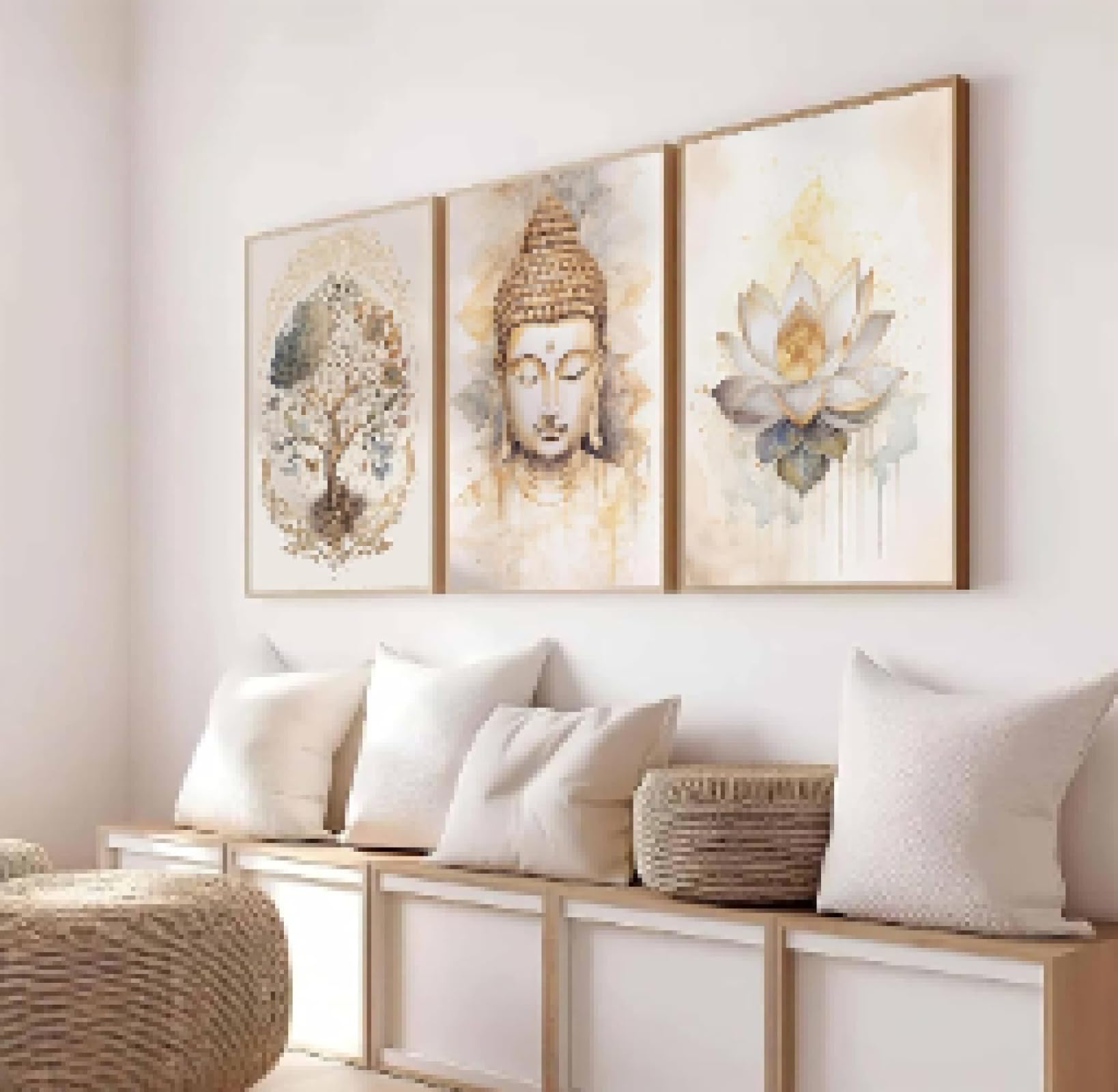 Toile murale Bouddha habiller grand mur salon triptyque - 8