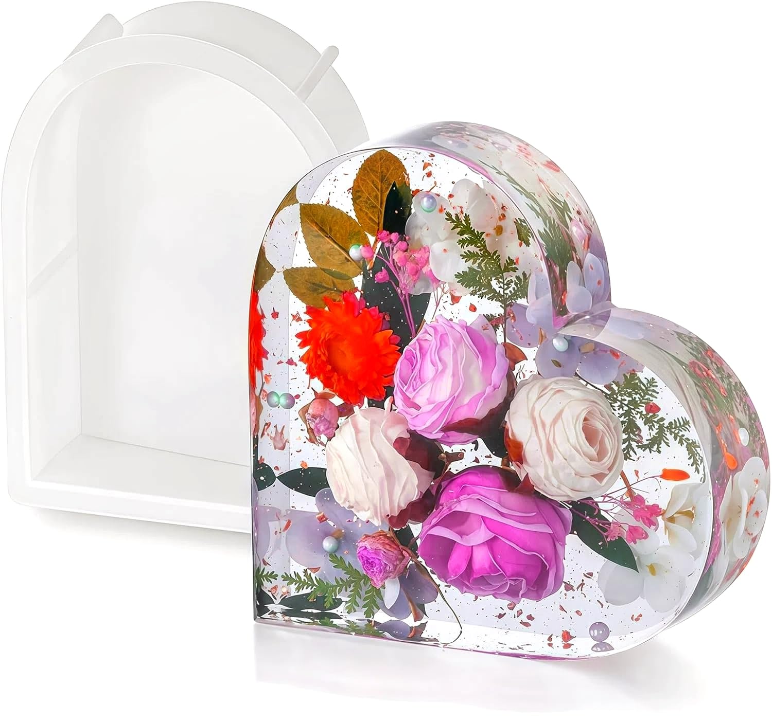 HUA JET Heart Epoxy Resin Moulds Silicone Moulds for Flowers Preservation kit Large Deep Resin Moulds for Resin Casting, Gift Decoration DIY Craft Making