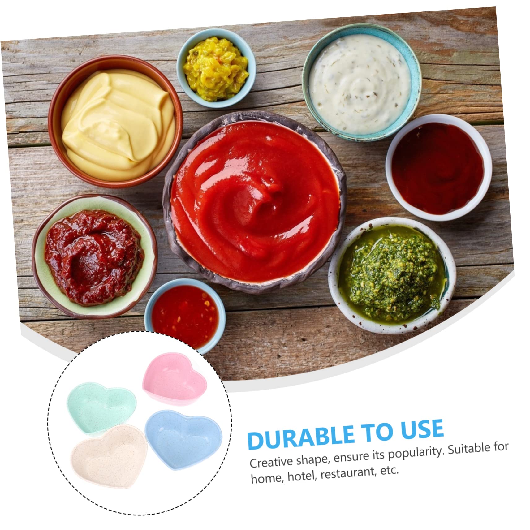 CONGARTENO 8pcs Heart Shaped Saucer Creative Seasoning Dish Appetizer Plates for Home Restaurant Catering Use for Dipping Sauces Snacks