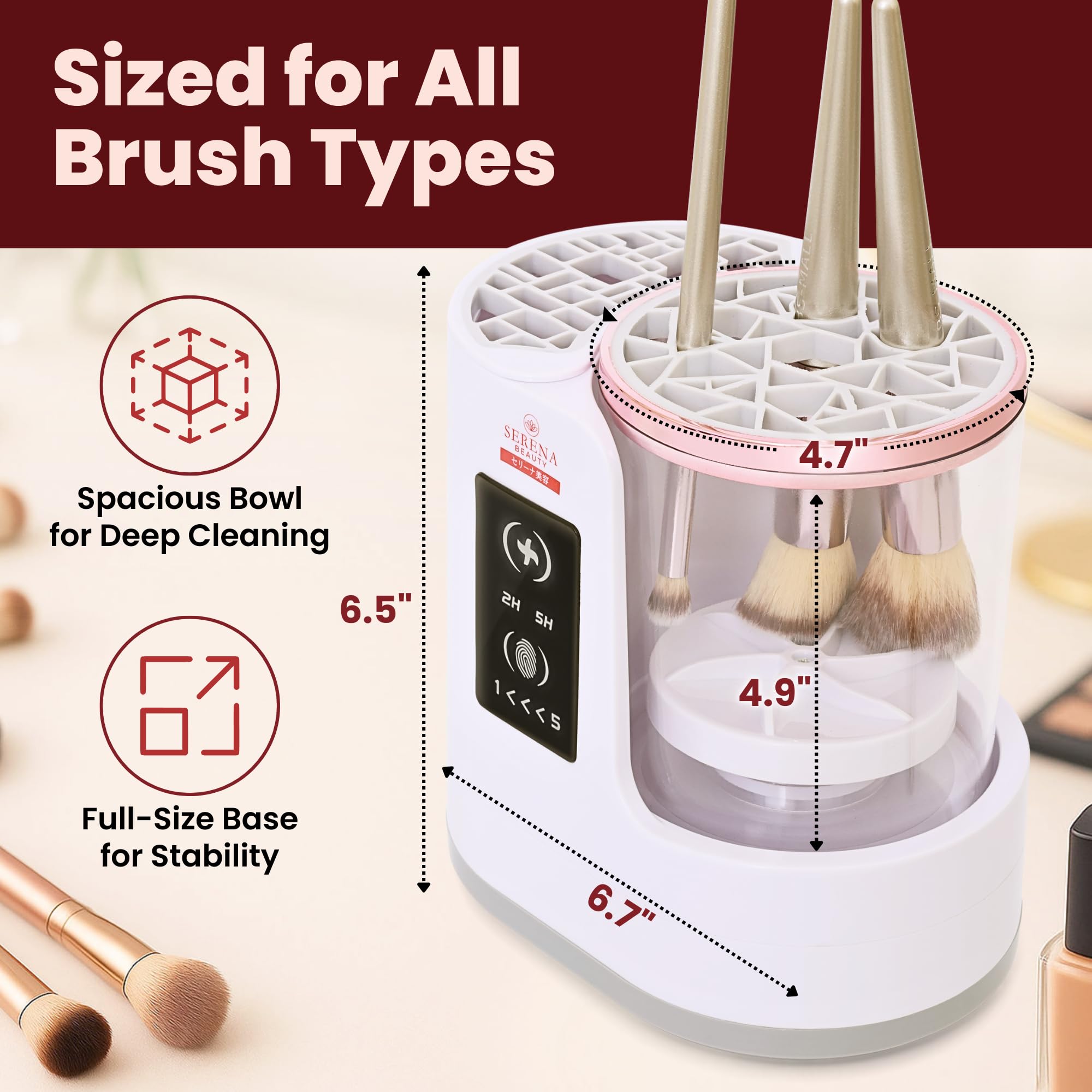 Macchina automatica elettrica per la pulizia dei pennelli da trucco - Pulitore e asciugatrice automatico 3 in 1, alimentato tramite USB, 5 minuti di auto-ciclo, pulisce e asciuga più