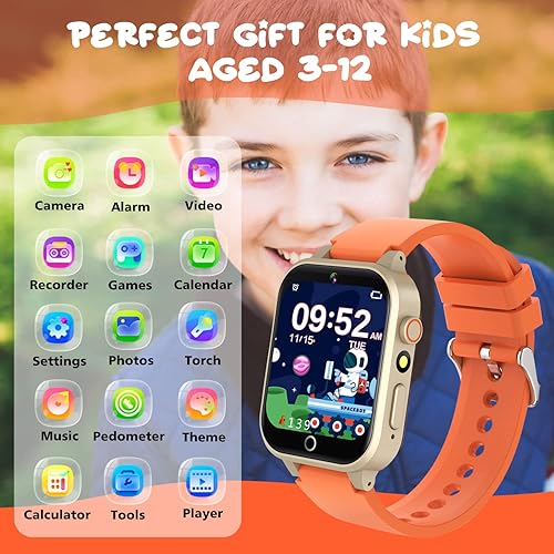 Miniatura 2 de Reloj inteligente para niños, reloj de juego de juguetes para niños de 4 a 12 años, reloj con despertador, reproductor de música, video, cámara,