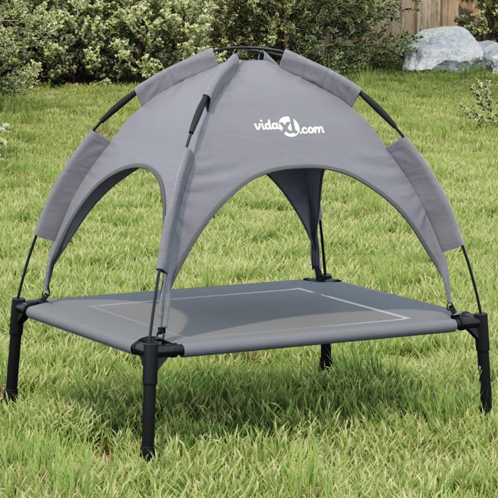 Cama para perros con techo Antracita Tela Oxford y Acero para Perro Gato Salón LH695271