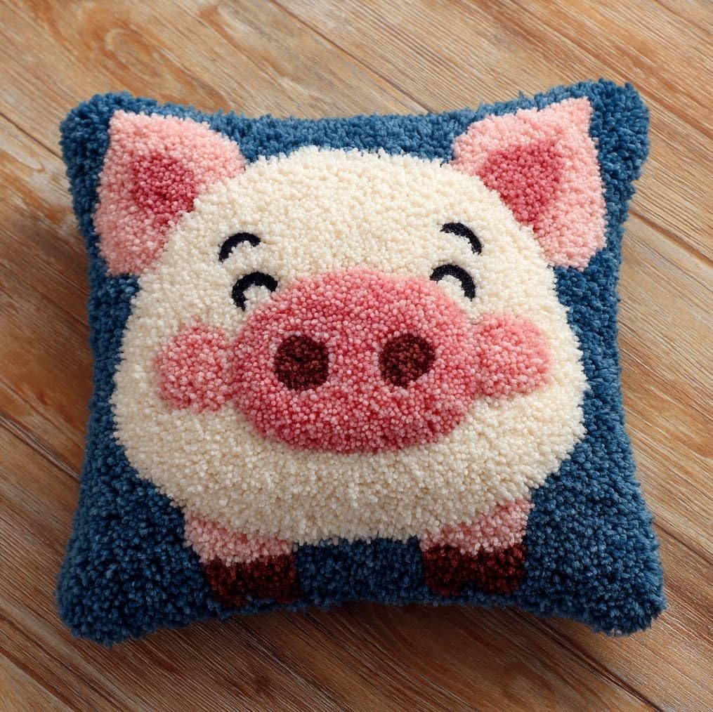 AxiangziK Latch Hook Cushion Kits for Beginners,Animal Pig
