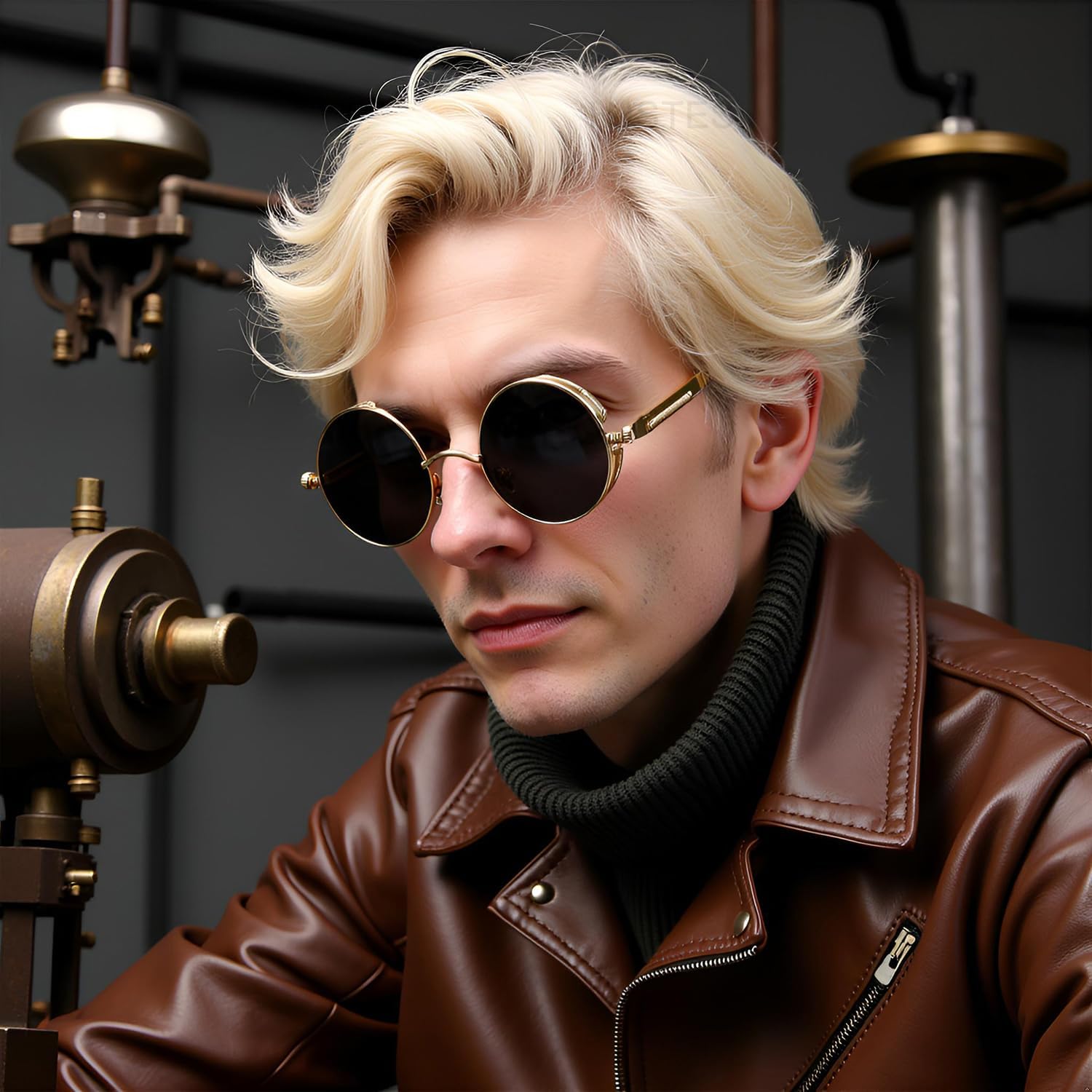 HJSTES Vintage Round Steampunk Sunglasses for Women Men Circle Gothic Glasses Retro Metal Frame - Image 8