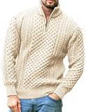 Men's Irish Fisherman Sweaters Cable Knit Half Zip Jacquard Pullover Sweater