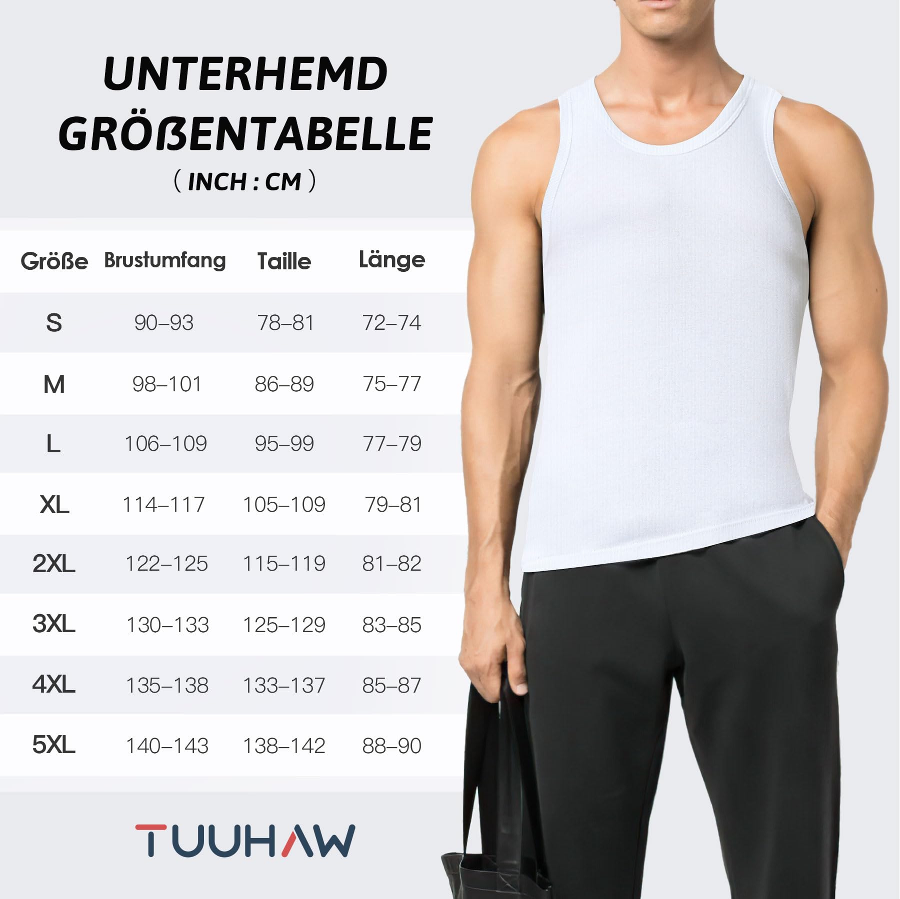 TUUHAW Canottiera Uomo Pacco da 5 100% Cotone Canottiera Colori Multipli e Taglie