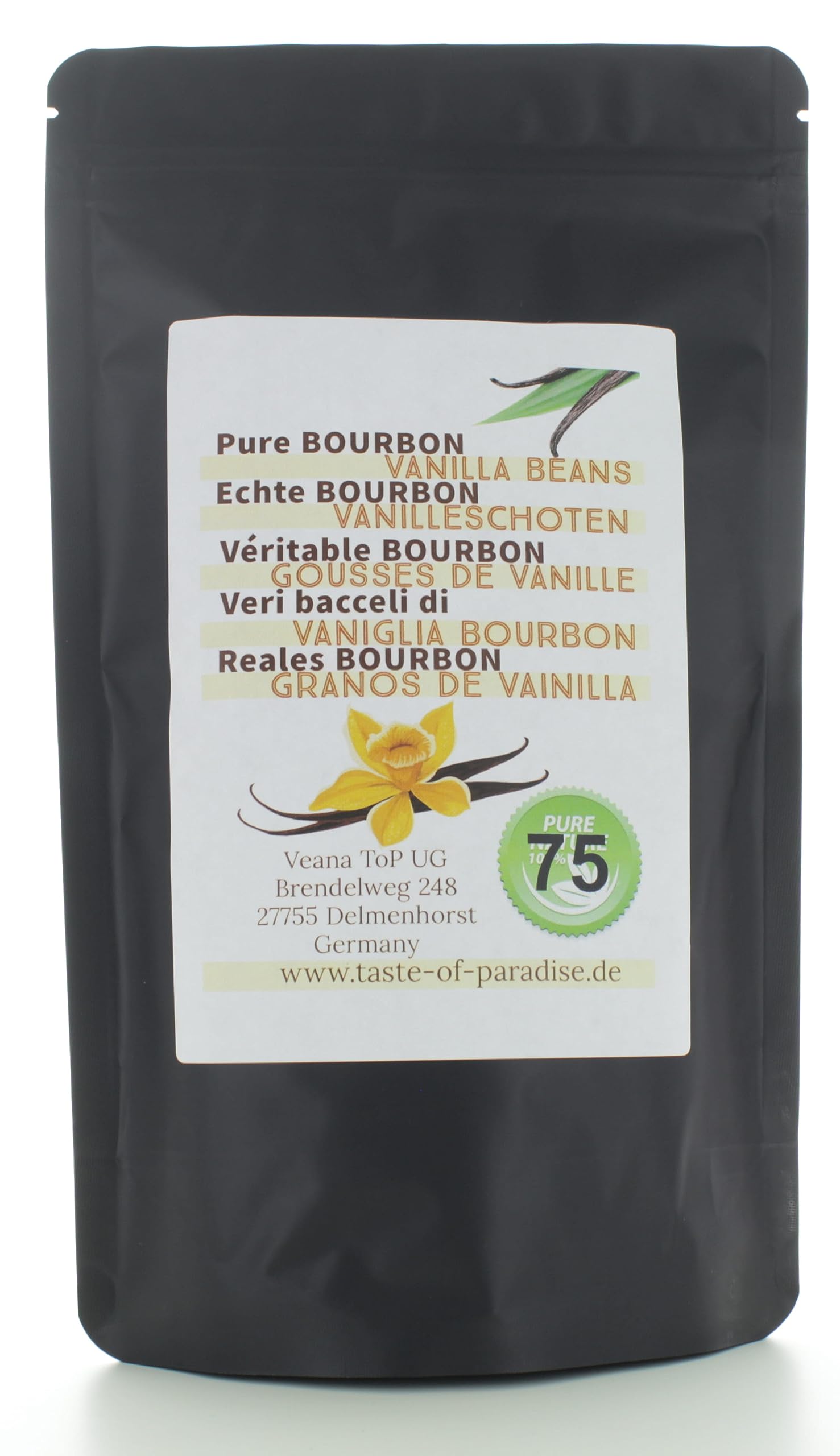 Bourbon - Escurritos de vainilla (75 unidades, 12-13 cm, 100% natural, de Madagascar