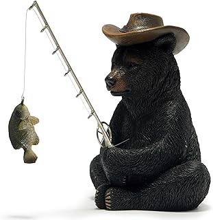 Hodao Black Bear Fishing Figurine