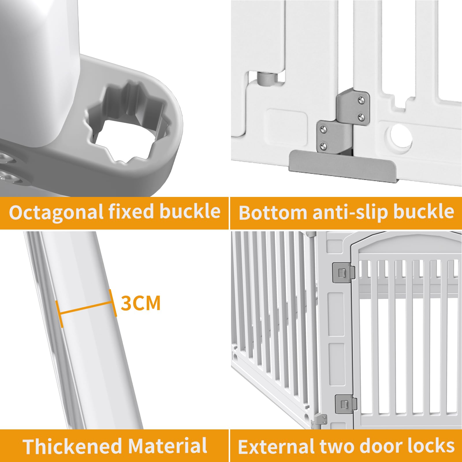 Gupamiga Recinto per Cani Cuccioli da Interno o Esterno, Box per Cani, Gabbia per Cuccioli con Cancelletto, Solido Smooth, Installazione semplice, Bianco (130x65x80cm)