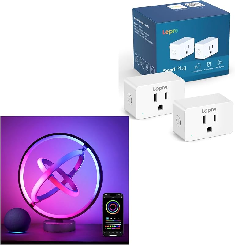 Lepro Bundle - 2 Items: P1 Smart Plugs (2-Pack) + TB1 AI Smart Light Bulbs Compatible with Alexa & Google Assistant
