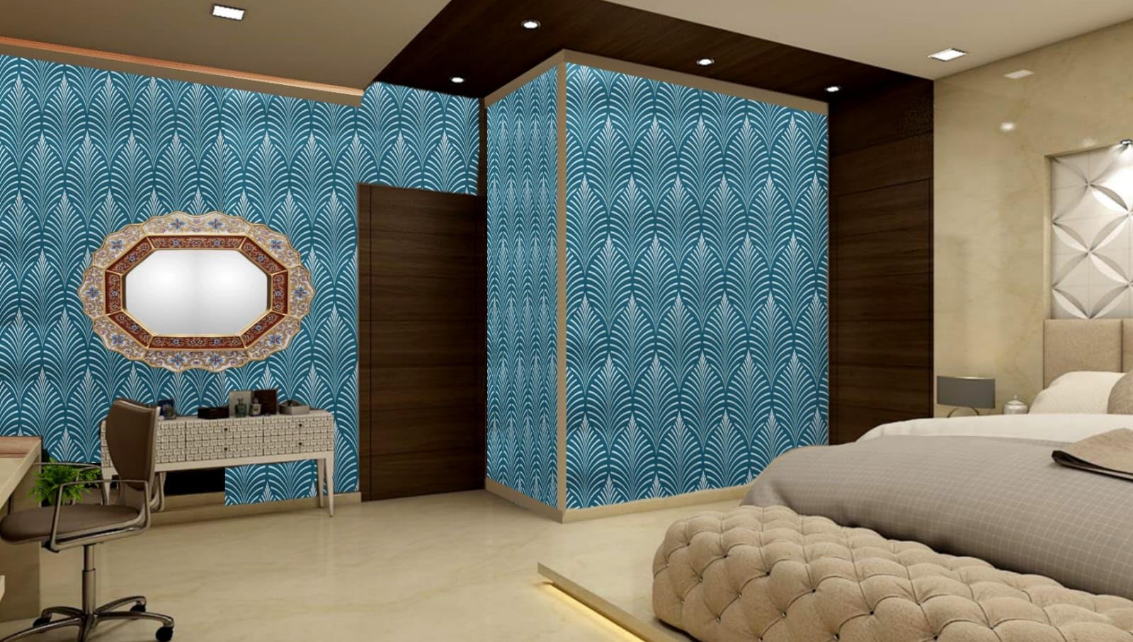 WALL TRUST 2000 CM X 45 CM Blue Leaves SELF Adhesive Wallpaper for Living Room Bed Room Kitchen Hall Peel and Stick Vinyl Wallpaper -9 SQFT Approx (2000 CM X 45 CM) (B0CNT31JFJ) Amazon Price History, Amazon Price Tracker