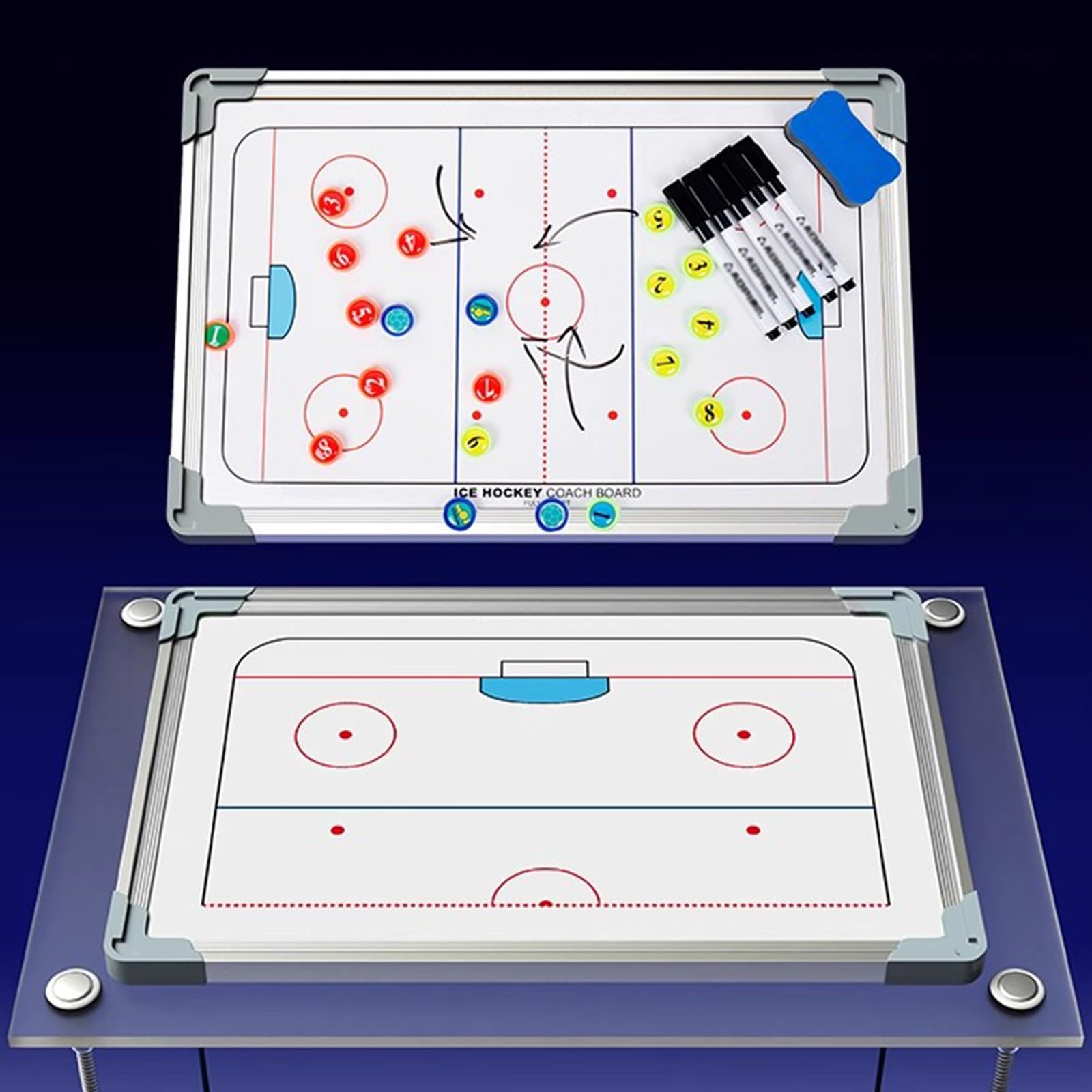Lavagna Tattica per Hockey Su Ghiaccio, Lavagna Magnetica per Allenatori | Scrivibile e Cancellabile, Facile da Trasportare, per Allenamenti e Partite