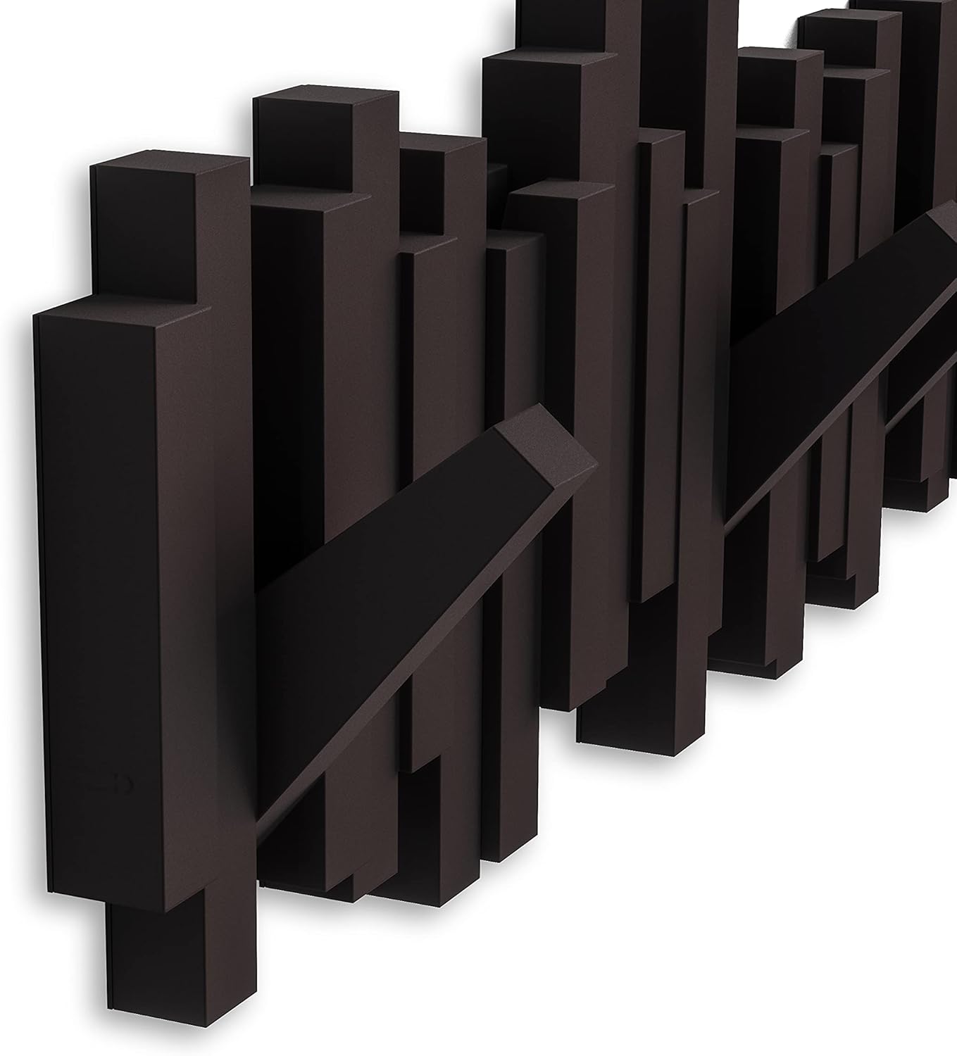 Umbra Sticks Wall-Mounted Coat Rack Rail Hook with 5 Retractable Pegs – Modern, Space-Saving Storage Organizer, Espresso - Image 7