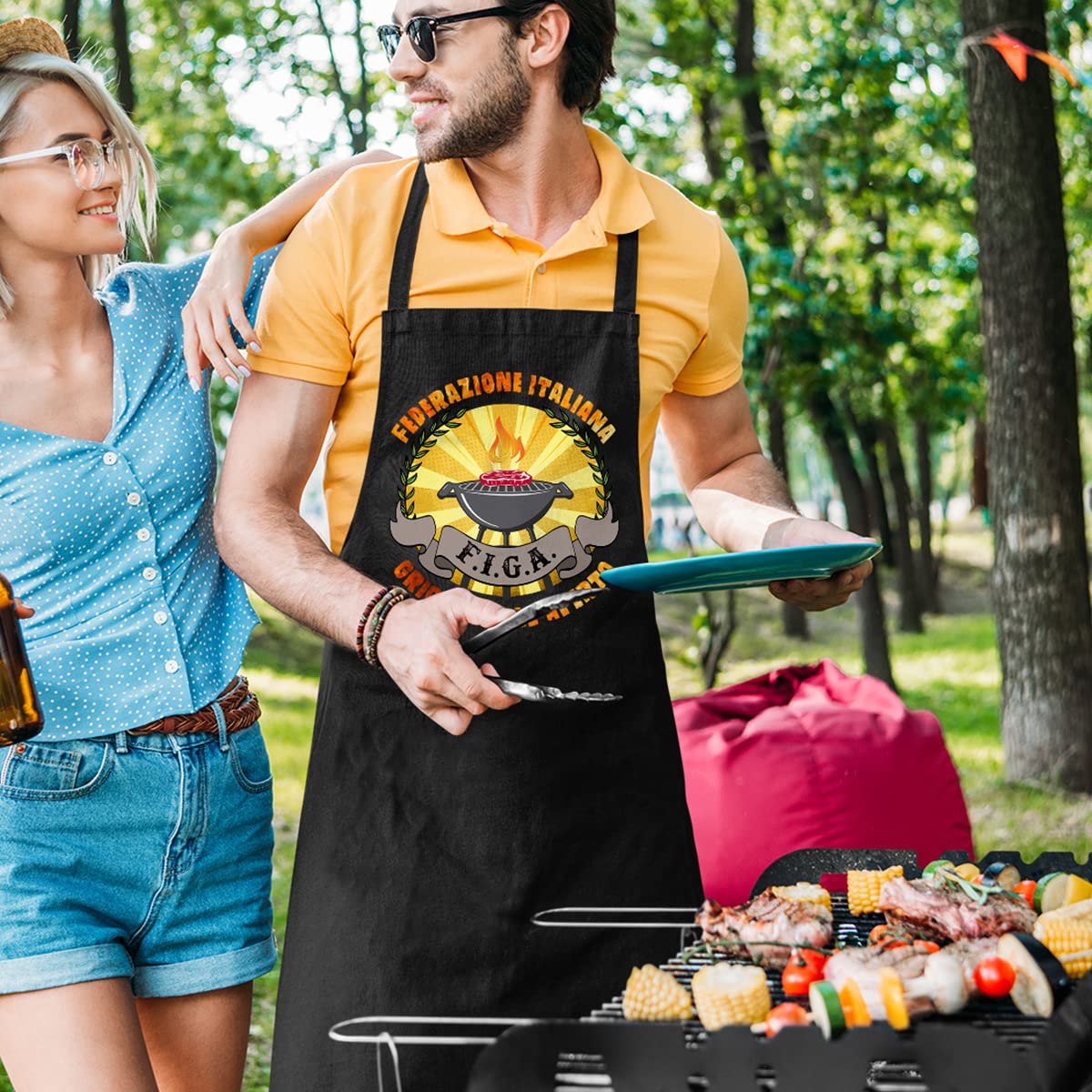 Vulfire Grembiule Barbecue Figa Federazione Italiana grigliate all'aperto. Idea Regalo per Chi AMA Grigliare BBQ…