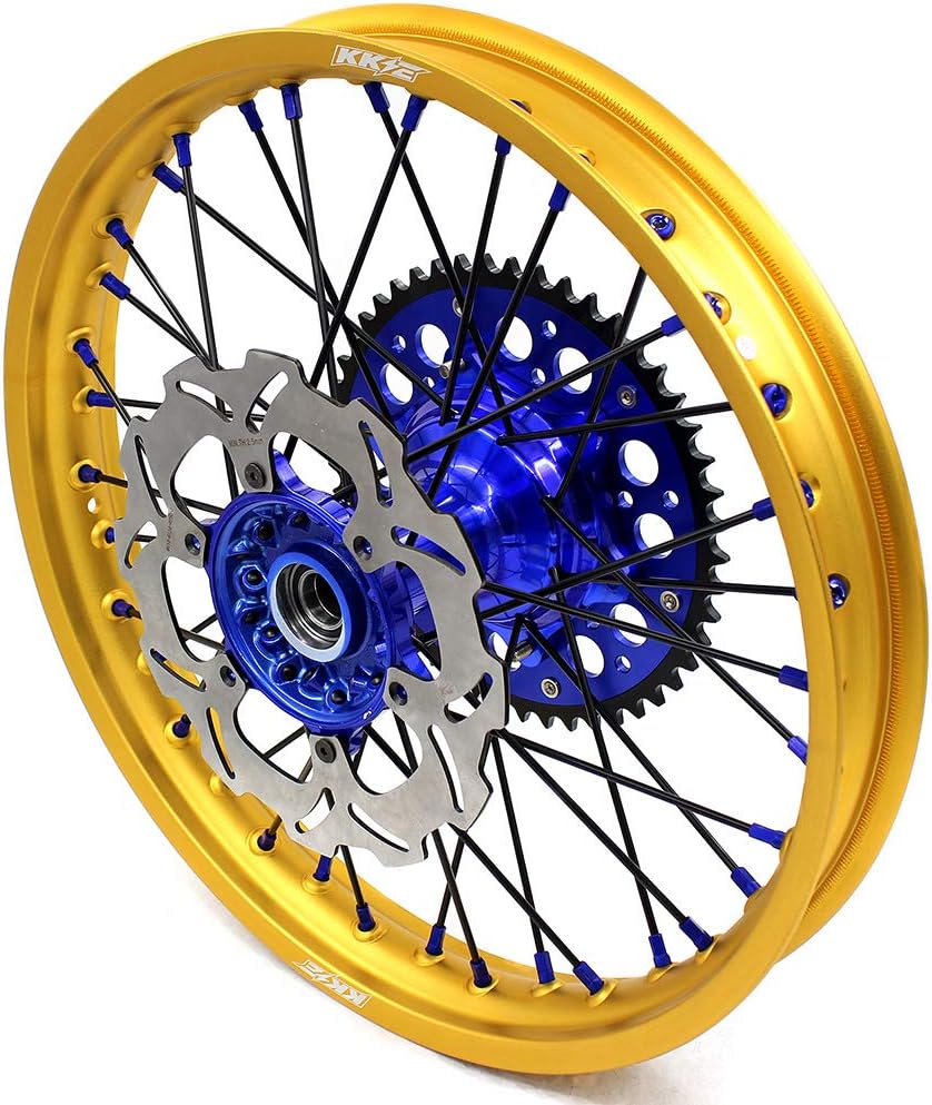 KKE Front 1.6 * 21 Rear 2.15 * 19 Cast Wheels Rims Fit for Yamaha YZ125 YZ250 1999-2016 YZ250F 2001 YZ450F 2003 Wheel Gold Rim with Discs