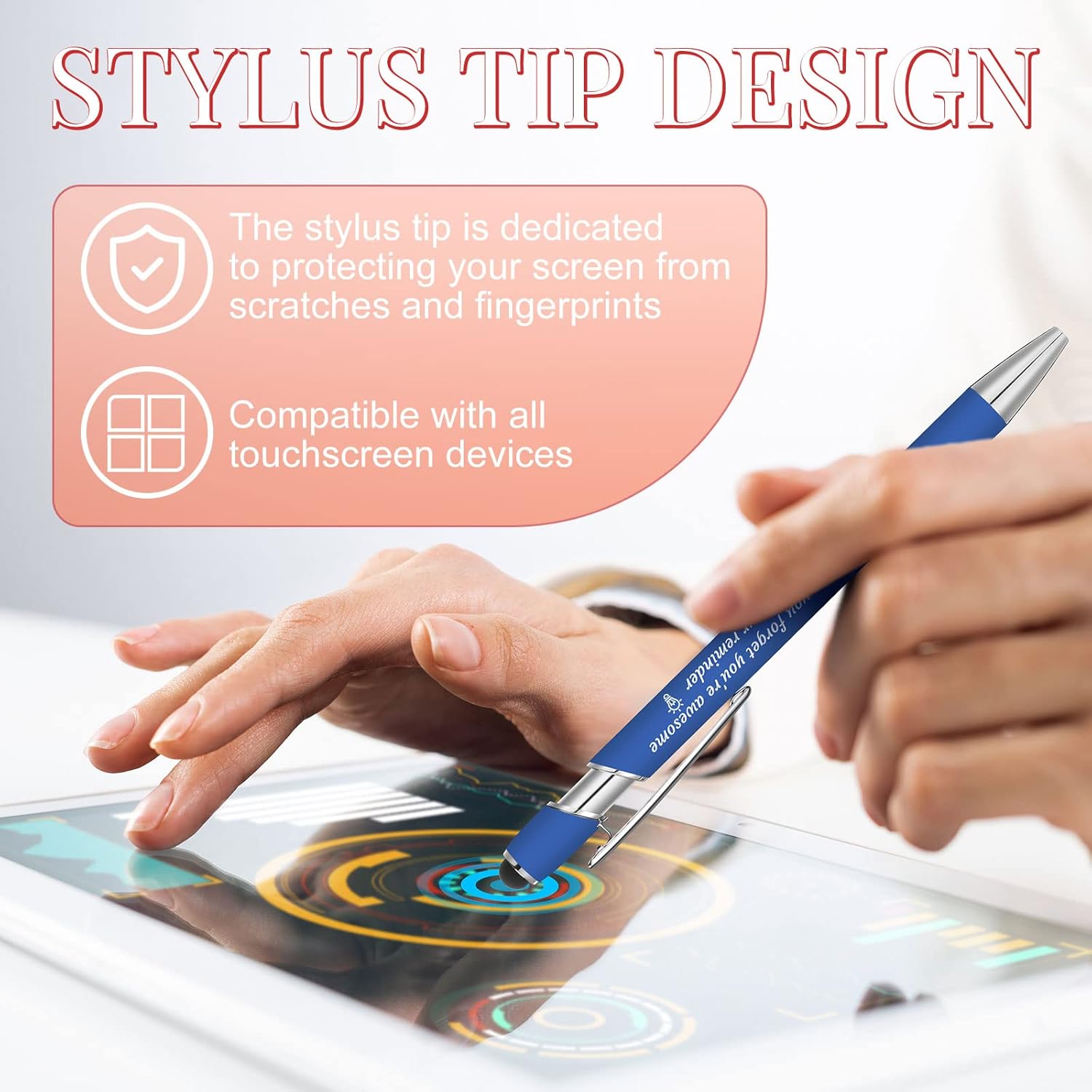 Colarr 12 Pcs Employee Appreciation Pen Ballpoint with Stylus Tip Pen 1.0 mm Black Ink Multicolor Smooth Motivational 2 in 1 Ballpoint Supplies for Christmas Coworker Gift (You're Awesome) - Image 2