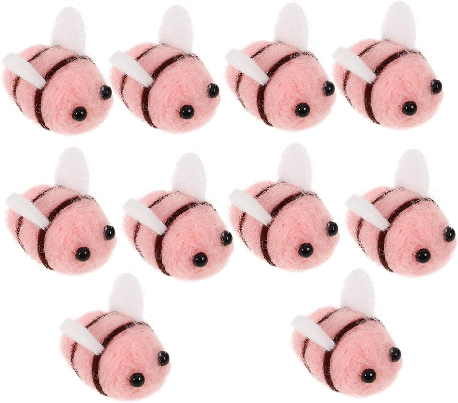 TEHAUX 10pcs DIY Craft Felt Bee Shape Accessories for Clothing and Hat Decoration Adorable Miniature Felt Animals for Creative Projects and Theme Parties