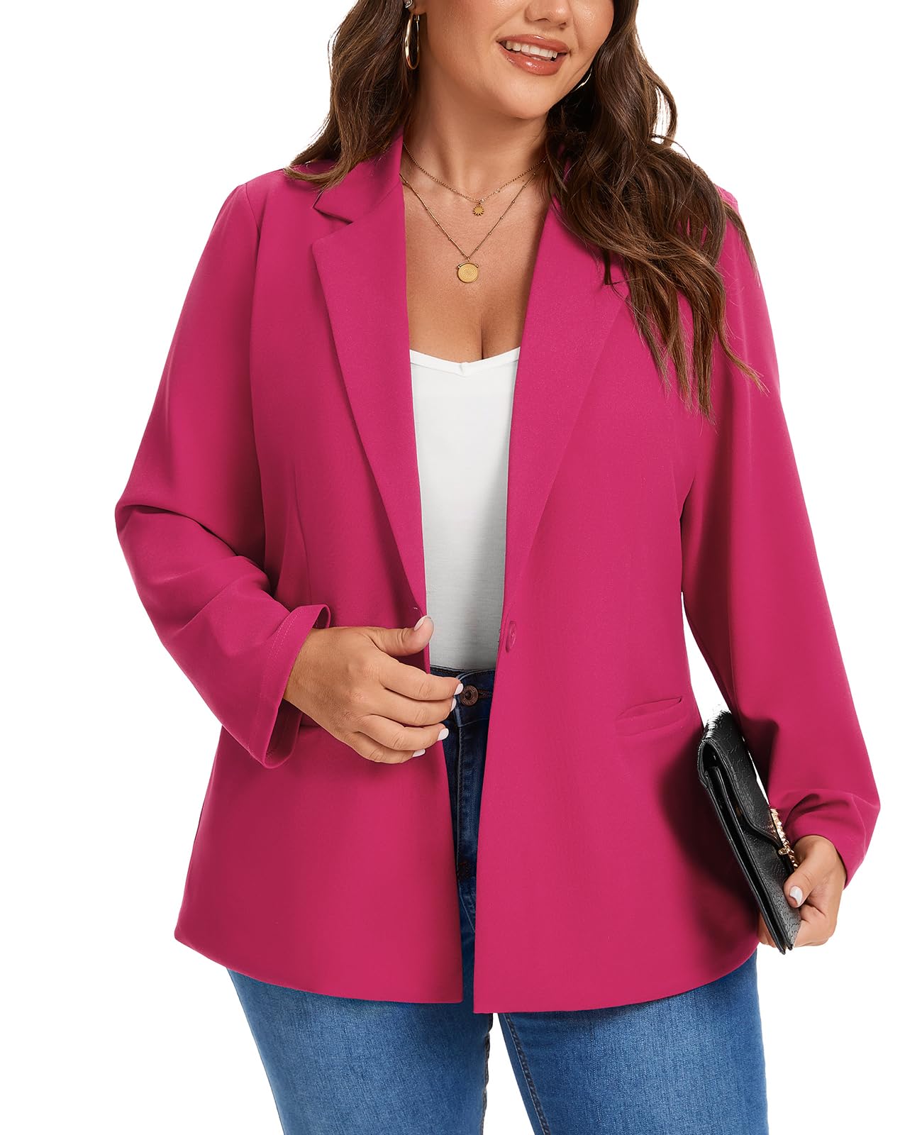 MINTLIMIT Womens Plus Size Blazer Long Sleeve Notch Lapel Casual Work Blazers Button Front Pockets Jackets XL-5XL