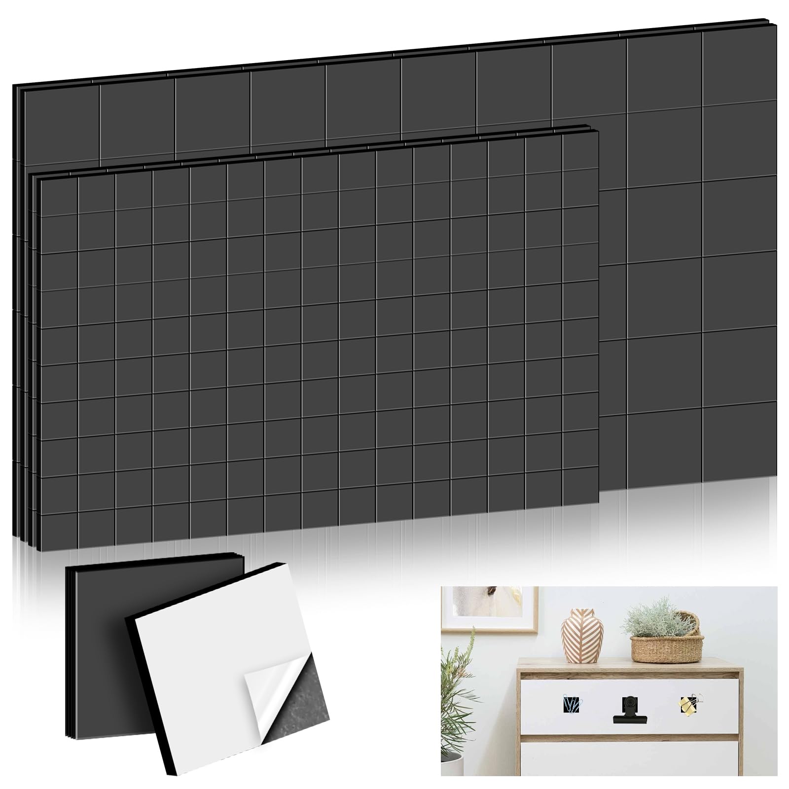 Placas magnéticas con respaldo adhesivo flexible para fijación limpia de notas y manualidades