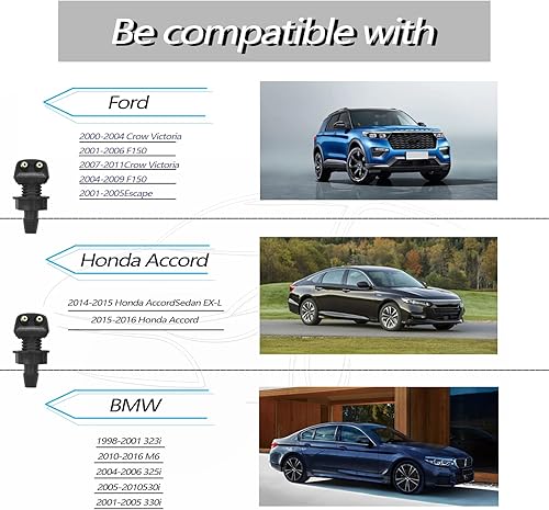 Miniatura 6 de Kit de 2 boquillas para limpiaparabrisas delantero, pulverizador de pilar recto, boquilla de pulverización de agua de columna recta de doble