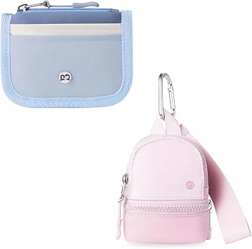 Mini Rfid Card Holder Slim Wallet with Change Zipper Pocket/3 Crad Slots/Key Ring & Mini Backpack Keychain Wristlet Pouch Small Change Coin Purse Cute Zipper Wallet With 3 RFID Card Slots