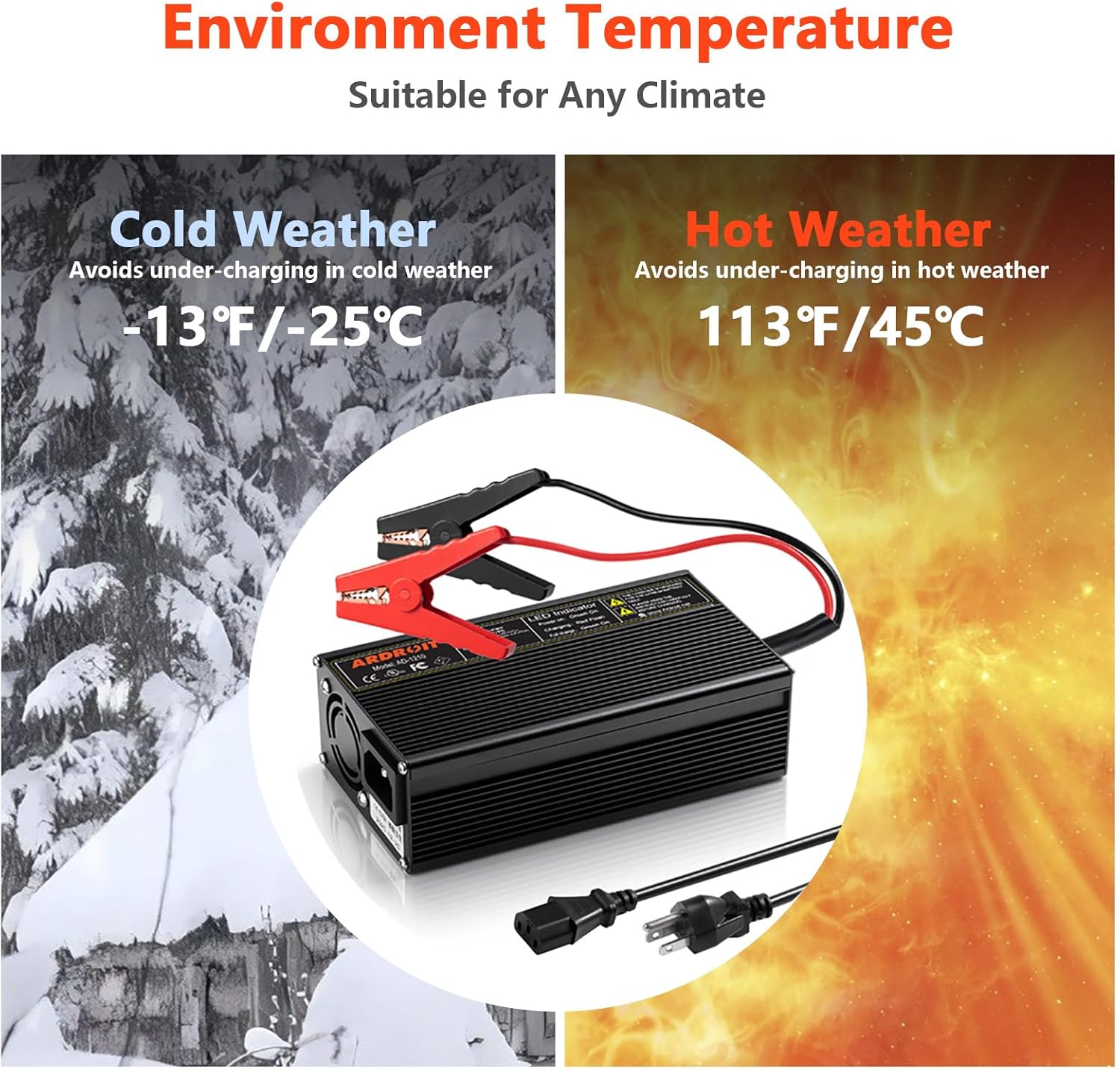 14.6V 10A Lithium Battery Charger 12V LiFePO4 Battery Charger AC-DC Smart Charger with LED Indicator Special for LiFePO4 Deep Cycle Rechargeable Batteries of Boat, RV