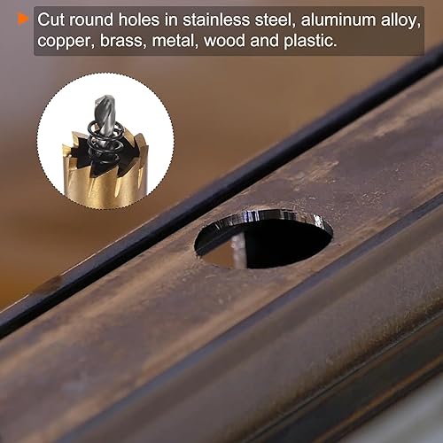 Miniatura 6 de 2 piezas de sierras de agujero de 0.768 in (4964 pulgadas) M35 HSS (acero de alta velocidad) recubiertas de titanio brocas abridores para acero