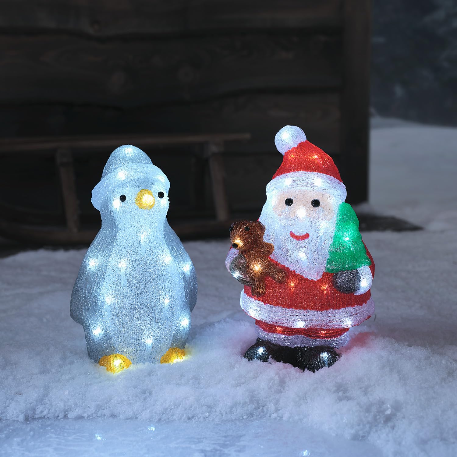 Giostrina Di Natale Illuminata A LED Con Babbo Natale – Decorazione Acrilica 2D Per Tavoli E Mensole