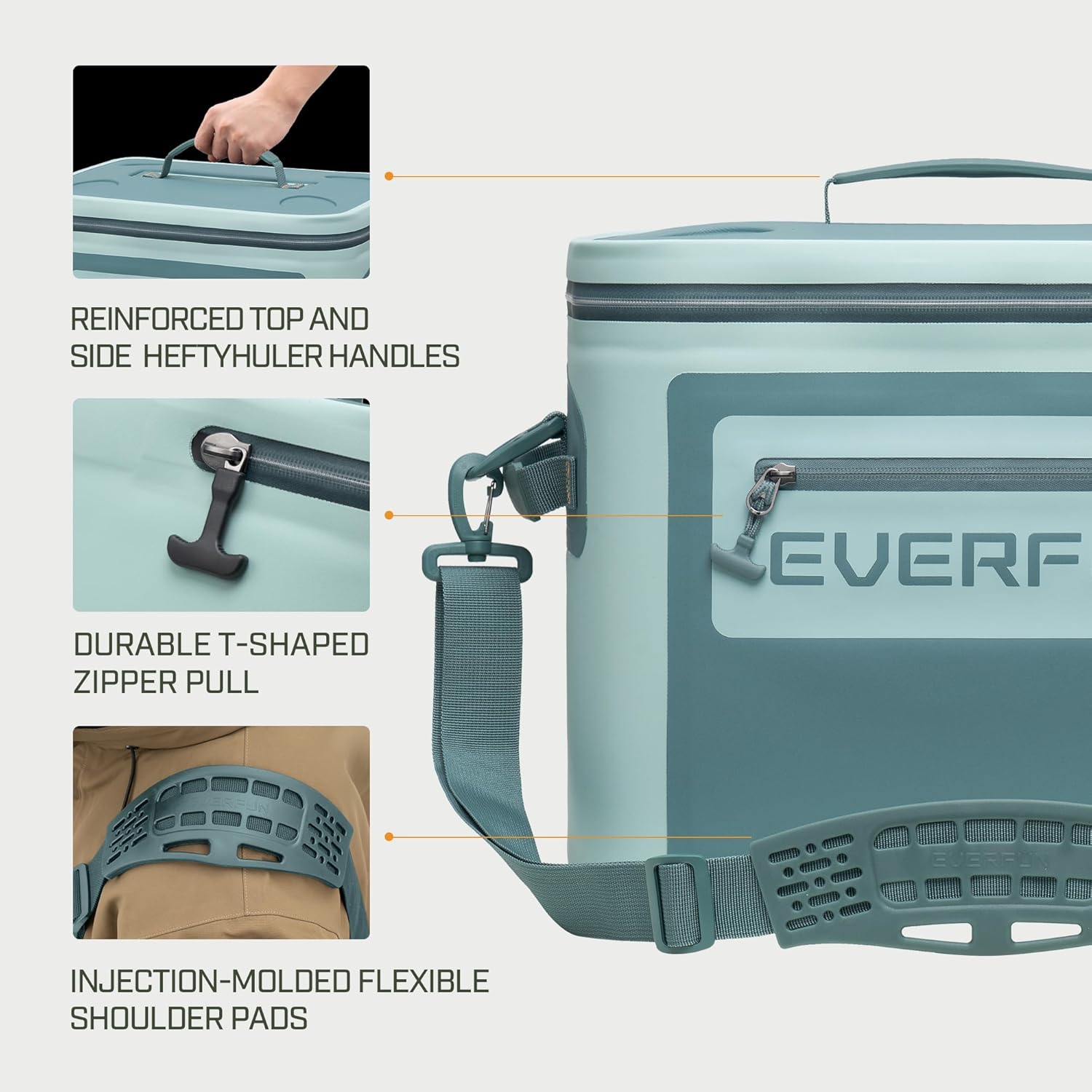 EVERFUN Soft Cooler 30 Can, Portable 24qt Insulated Small Cooling Lunch Box for Men and Women, Leakproof Ice Chest Bag for Travel, Beach, Camping, Boating, Fishing, Tailgating, Work and Picnic - Image 3