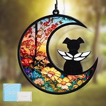 VavoPaw Pet Memorial Gifts for Dogs, Pet Loss Sympathy Gift, DIY Name Dog Memorial Suncatcher, Personalized Decorations in Loving Memory for Loss, Sunflower & Angel Puppy