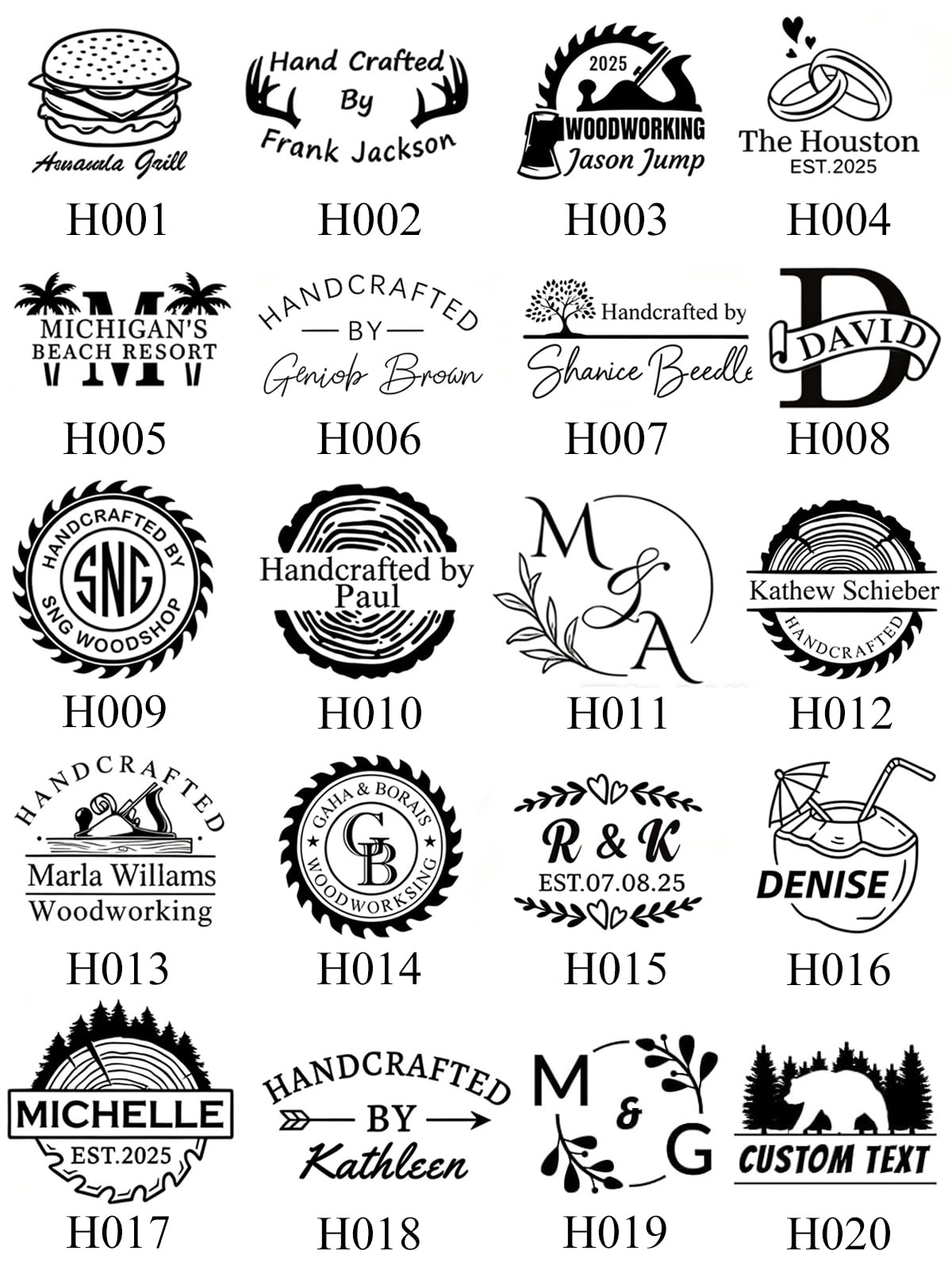 Stempel für Holz, Leder, Burger, handgefertigte Geschenke，8cm