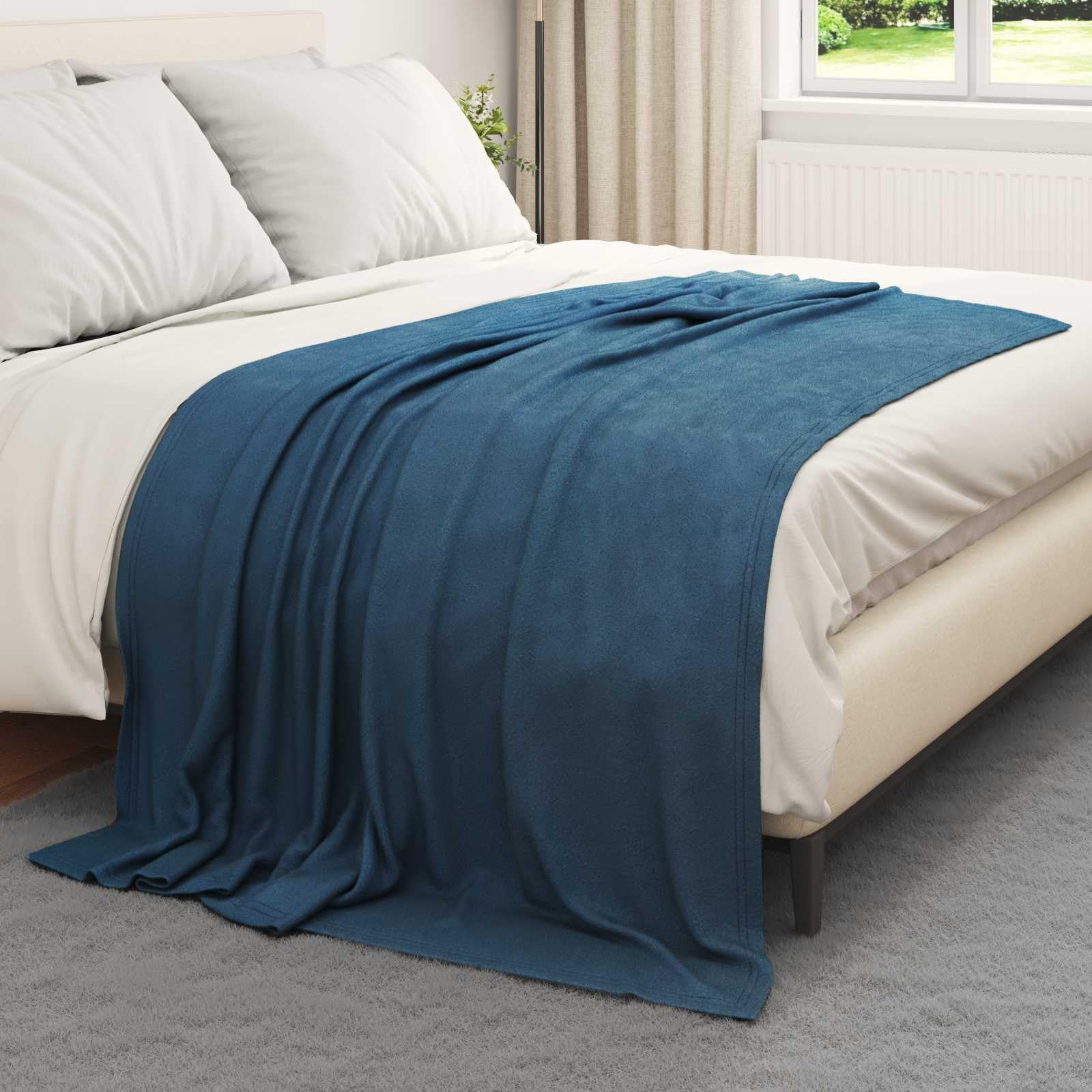 Manta polar azul marino 200 x 150 cm paño suave y cálido