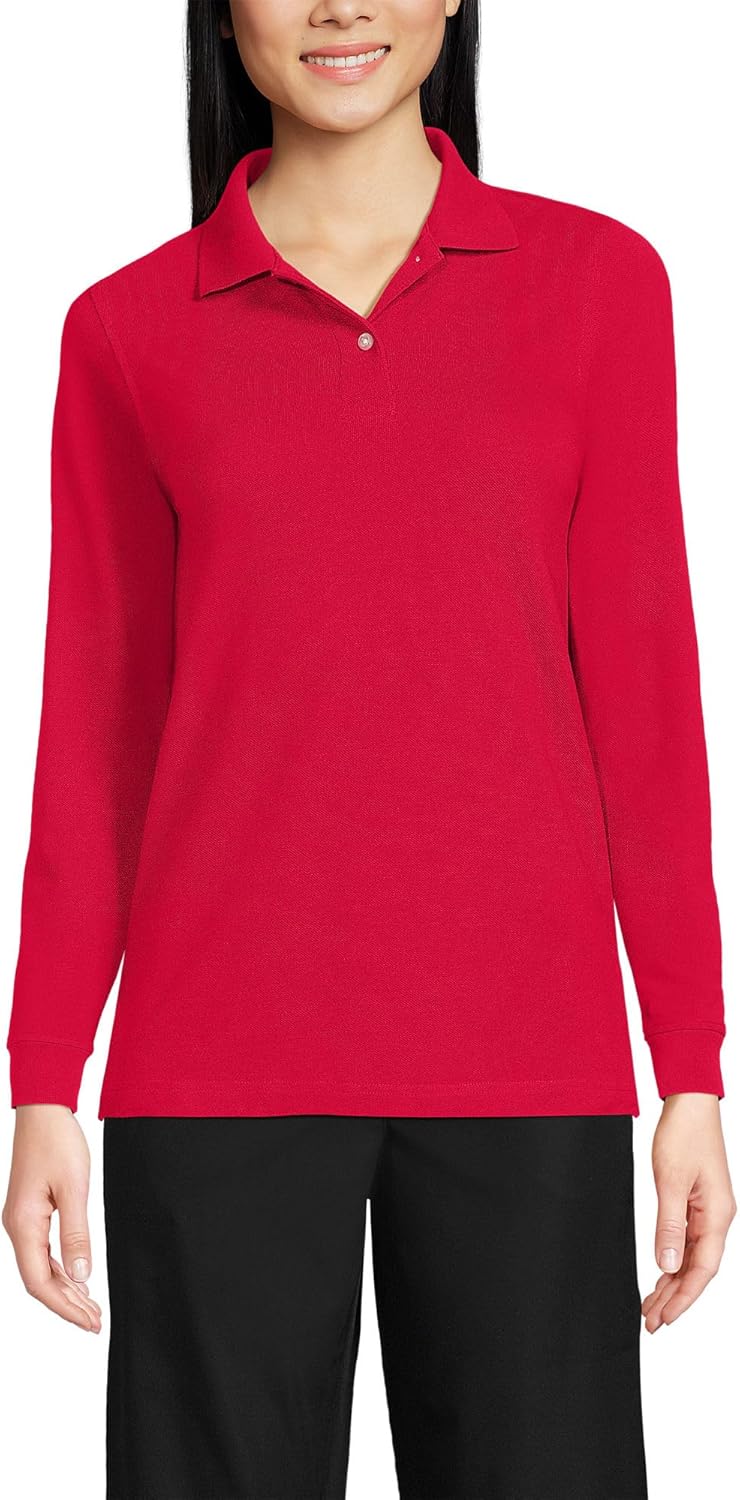 Lands' End School Uniform Young Women's Long Sleeve Mesh Polo Shirt