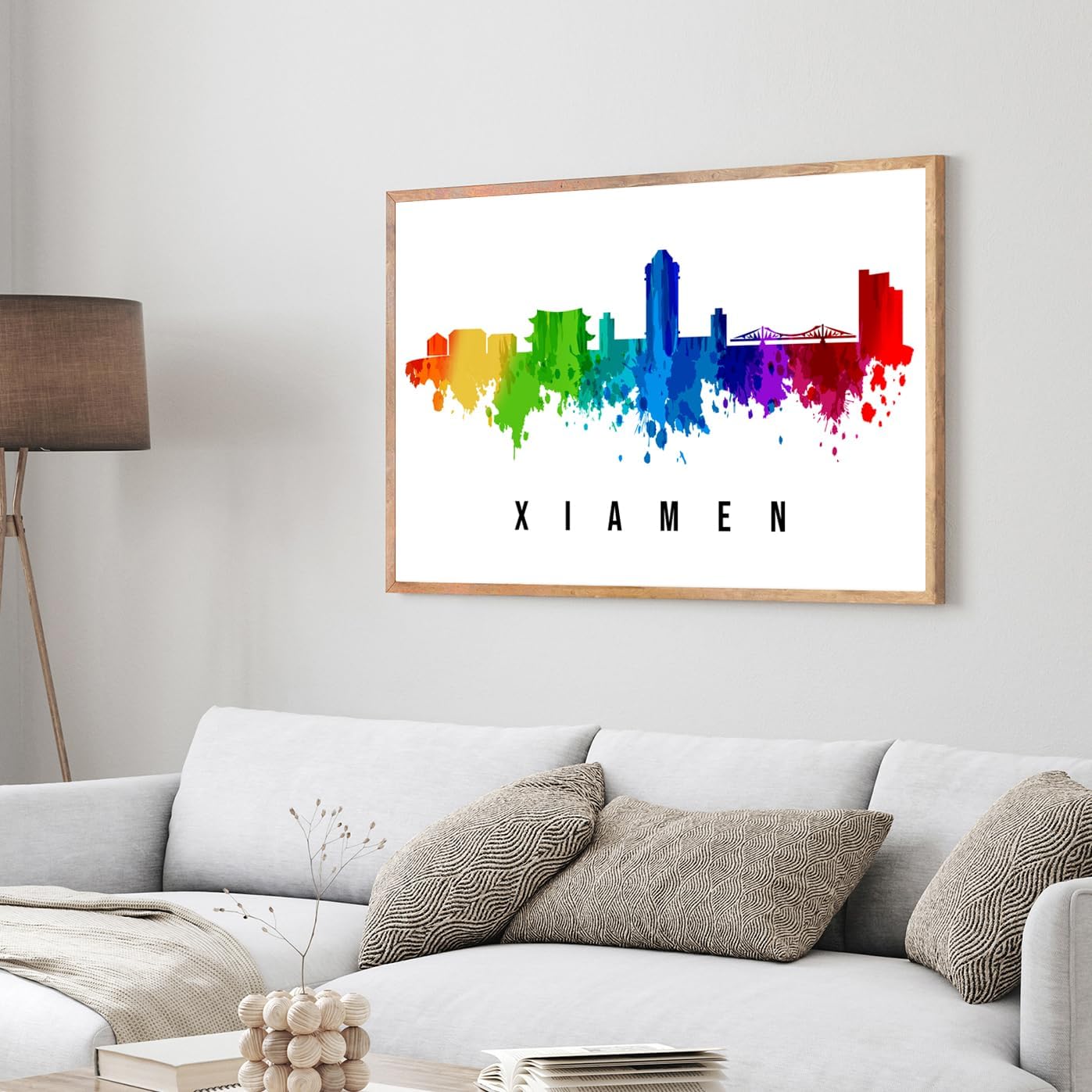 Pera Print China Poster, China-Xiamen Poster, China Illustration Skyline City Poster, Modern Skyline Poster, Cityscape and Landmark Print, Home-Office Wall Art Decoration