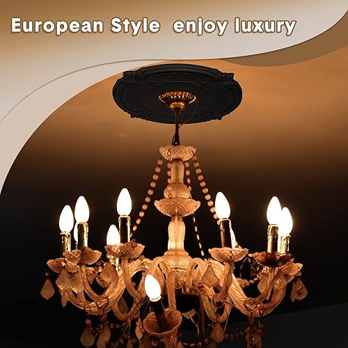 Miniatura 6 de Medallón de techo de poliuretano, medallón decorativo para ventilador de techo, redondo, iluminación del hogar, anillo de medallón de techo para