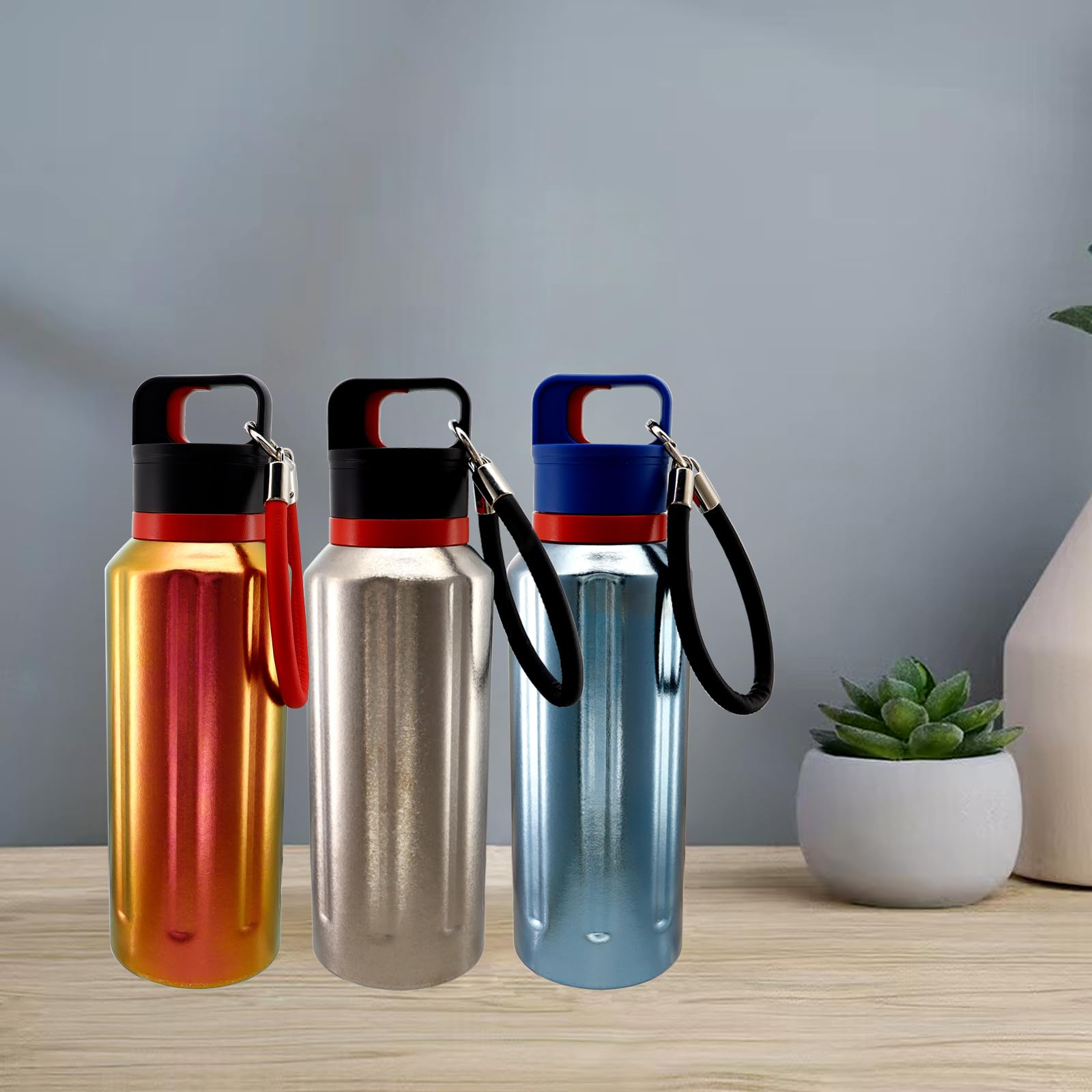 RISON-Titanium 520ml Titan Wasserflasche, Outdoor Camping Doppelwandig Isolierbecher, Leichtgewicht Thermobecher Trinkflasche Wasser Flasche für Sport Radfahren Wandern Picknick Klettern