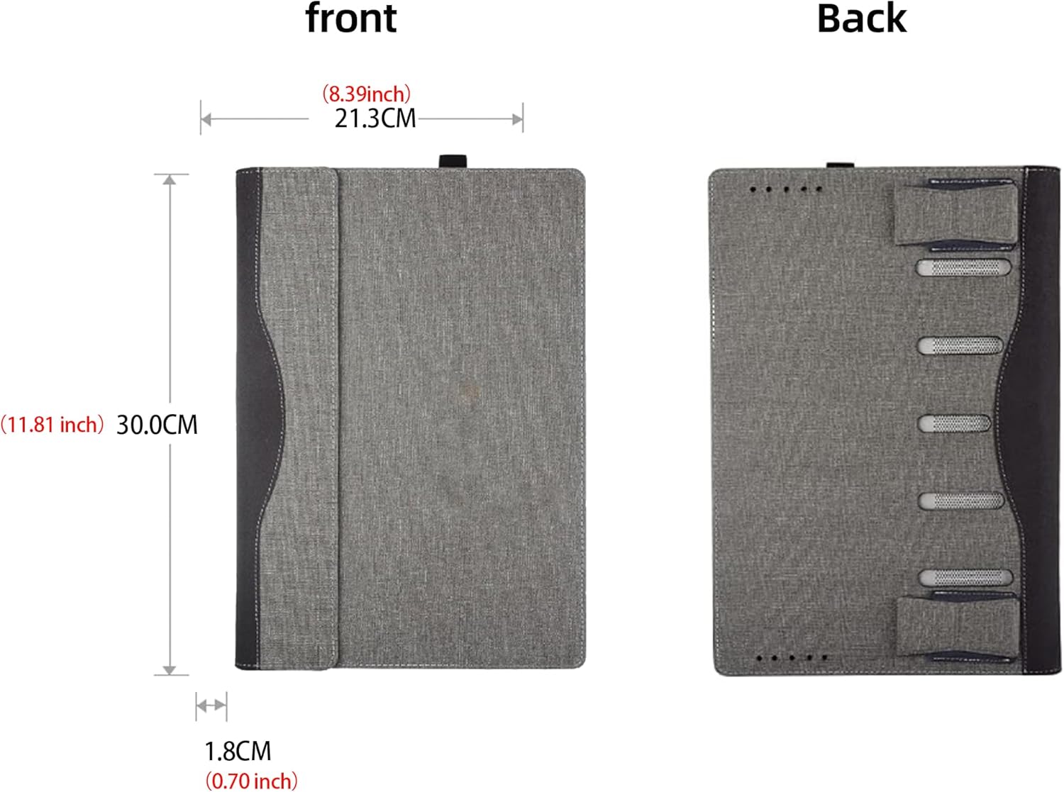 Laptop Case for Dell Pro 13 Premium PA13250 Laptop [not Compatible with Any Other Model] ， 2 in 1 PU Leather Inside Pocket Cover (Light Gray)