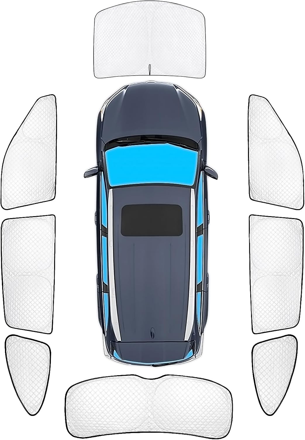 KMF 8pcs Thicken Full Window Sun Shades for Toyota Highlander 2020-2025 Accessories,Car Window Covers Sunshade for Windshield Side Rear, UV Block and Privacy Blackout for Car Camping Outdoor