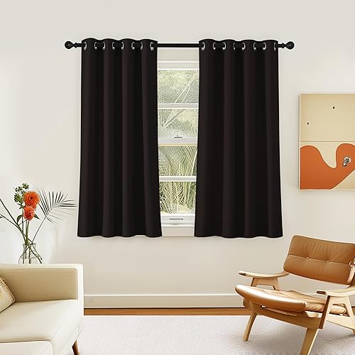 NICETOWN Room Darkening Short Curtain 54 inches Long for Living Room, Grommet Sound Reducing Thermal Insulated Curtains for Bedroom Nursery Window,