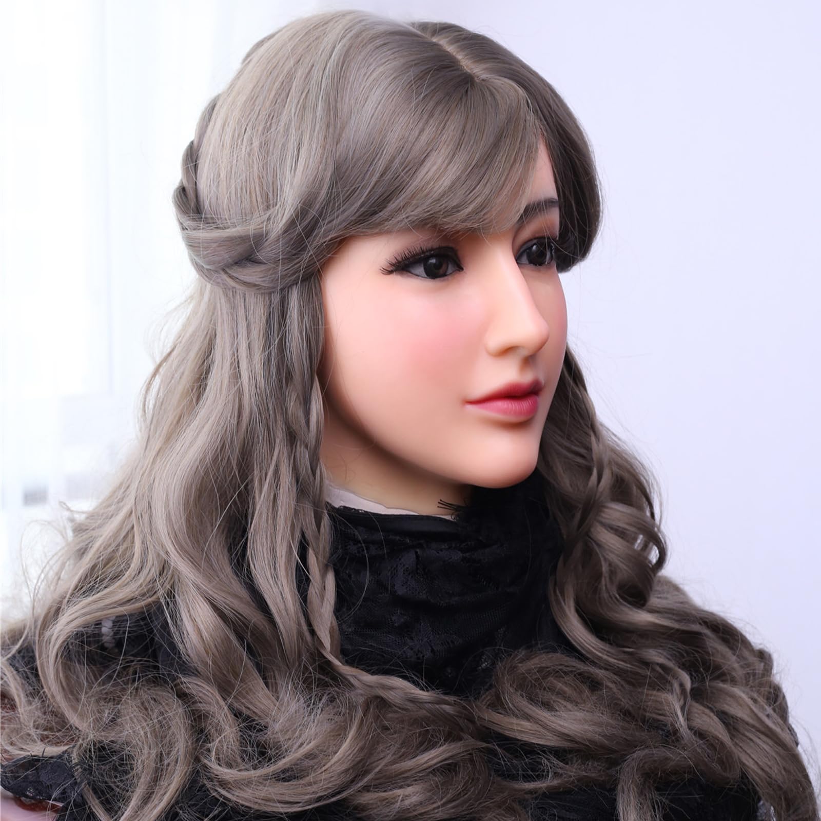 QIAOYIQIAO Silicone Mask Realistic Face Mask Lifelike Silicone Female Head Mask Can Make up for Crossdresser Halloween Transgender (Color 2