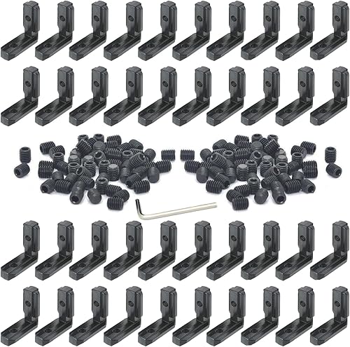 40 conectores de extrusión 2020 2020 esquina de extrusión de aluminio con 40 perfiles de extrusión de aluminio 2020 con ranura en T, soporte L, 80