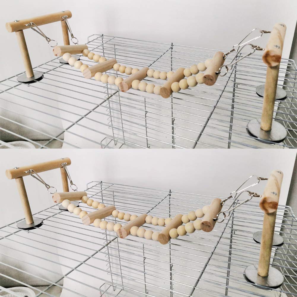 Zerodis Holz-Kletterspielzeug Für Vögel – Bunte Leiter Zum Schwingen, Für Papageien, Sittiche & Wellensittiche (ca. 44 Cm)